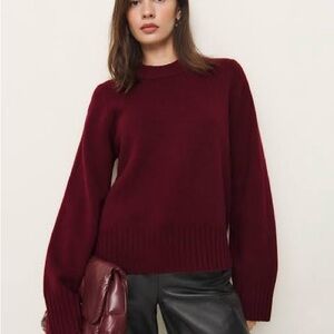 Reformation Deep Burgundy Crew Neck Sweater